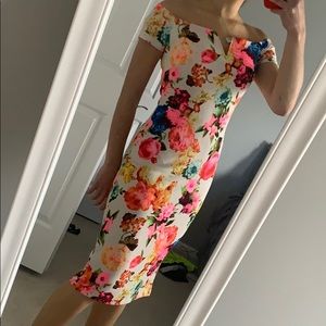 dry cleaned couture off the shoulder dress